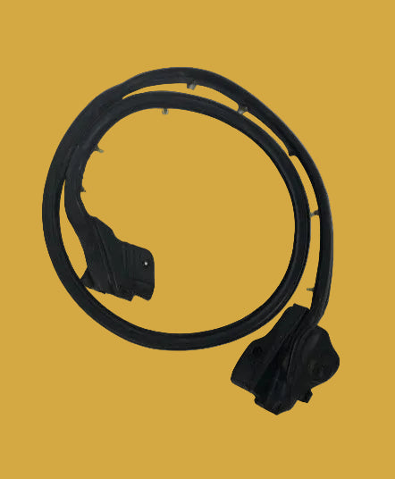 Black electrical cable on a white background