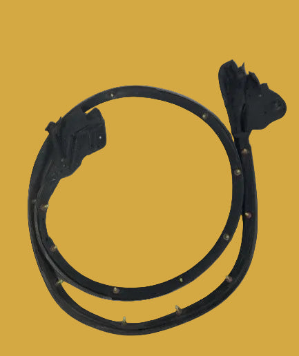 Black electrical cable with plug on a white background